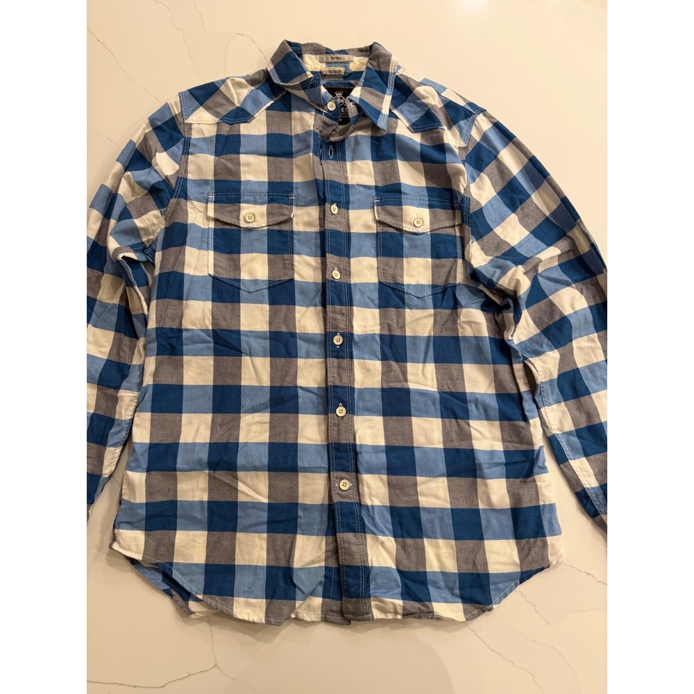 Express Men's Plaid‎ Button Down Shirt Long Sleeve Fitted Size M